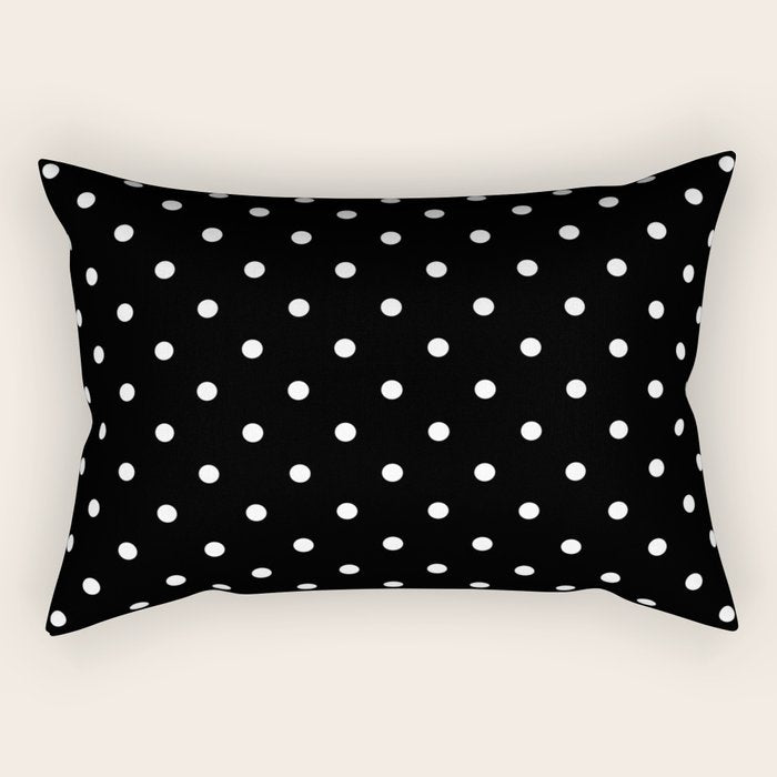 Black and White Polka Dots Rectangular Pillow Gallery Image 1