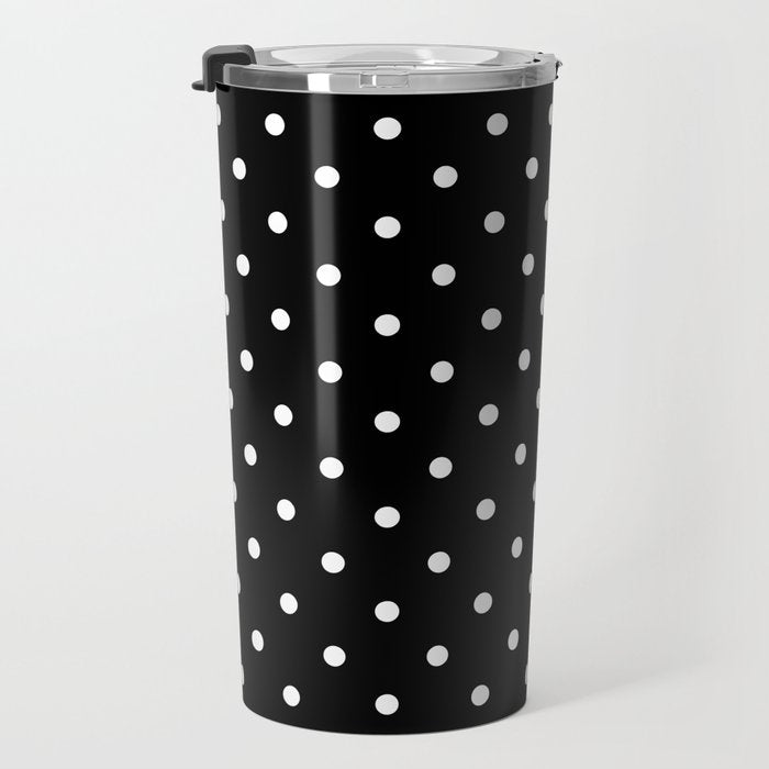 Black and White Polka Dots Travel Mug Gallery Image 3