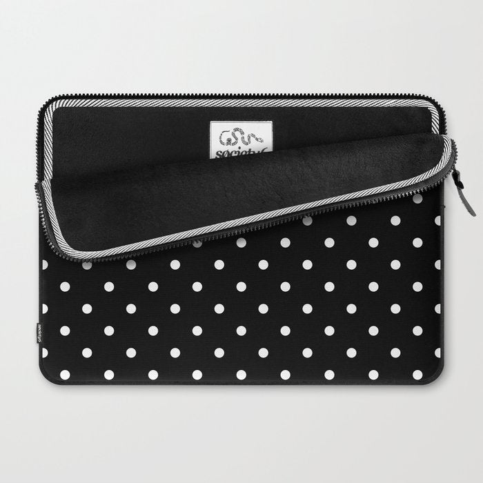 Black and White Polka Dots Laptop Sleeve Gallery Image 2