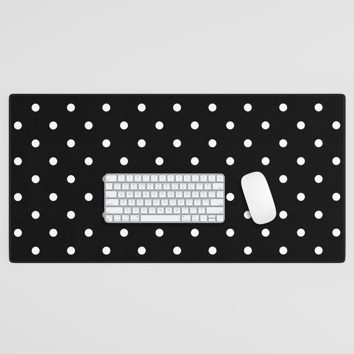 Black and White Polka Dots Desk Mat