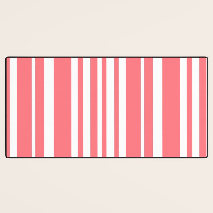 Classic Stripes XXXII - Coral Pink Desk Mat Gallery Image 3