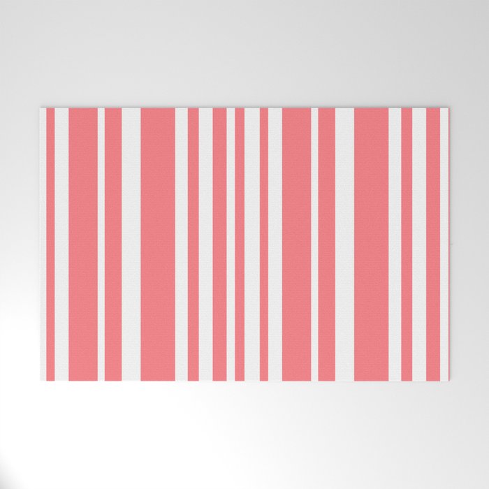 Classic Stripes XXXII - Coral Pink Welcome Mat Gallery Image 1