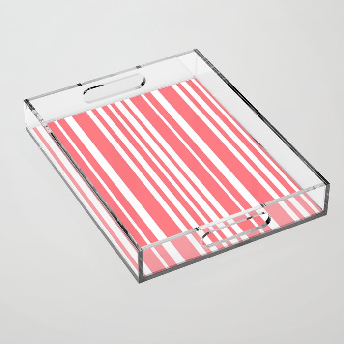 Classic Stripes XXXII - Coral Pink Acrylic Tray Gallery Image 1