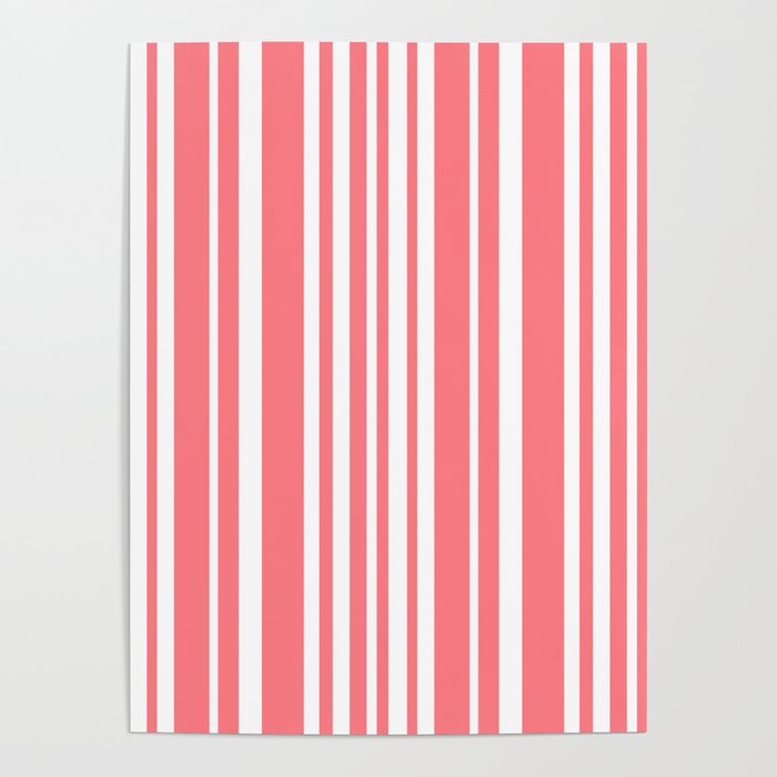 Classic Stripes XXXII - Coral Pink Poster Gallery Image 1