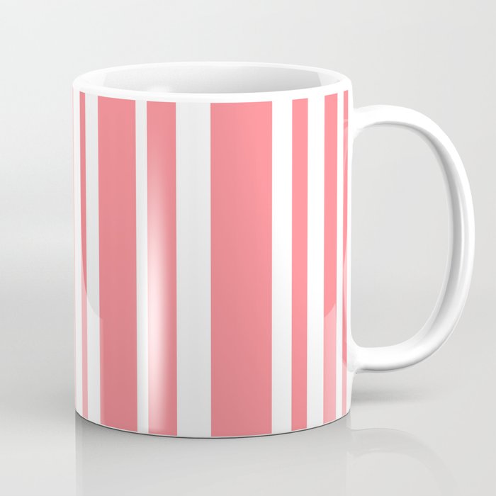 Classic Stripes XXXII - Coral Pink Coffee Mug Gallery Image 1