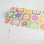 Colorful Flower Checkered Pattern Wrapping Paper Gallery Image 2