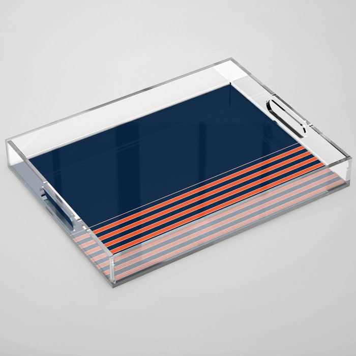 Minimal Indigo Orange Lines Acrylic Tray Gallery Image 1