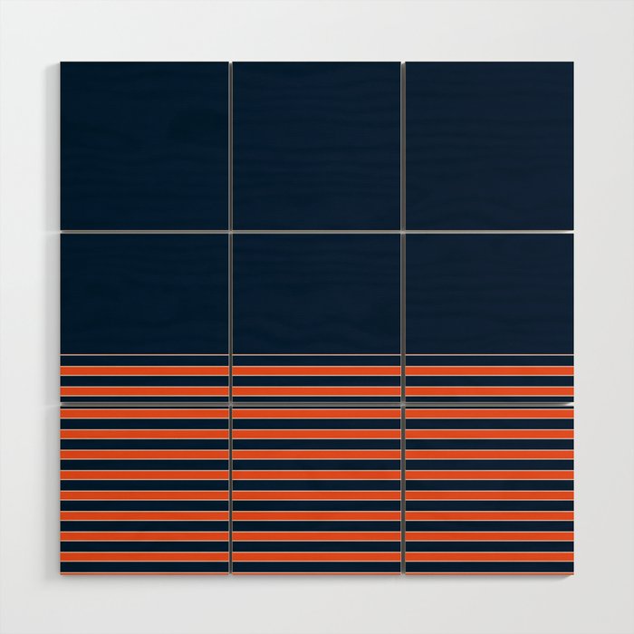Minimal Indigo Orange Lines Wood Wall Art Gallery Image 1