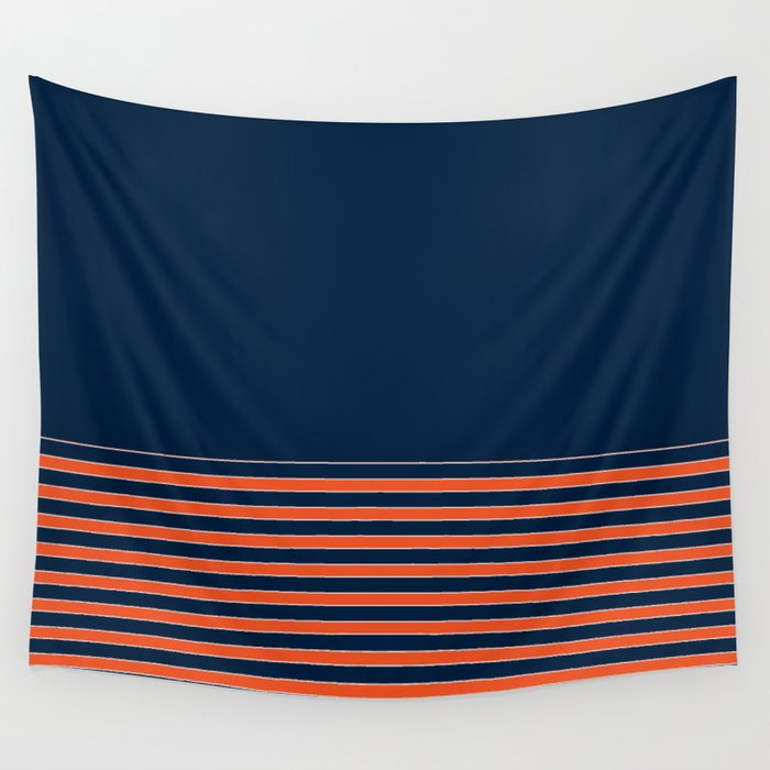 Minimal Indigo Orange Lines Wall Tapestry Gallery Image 4