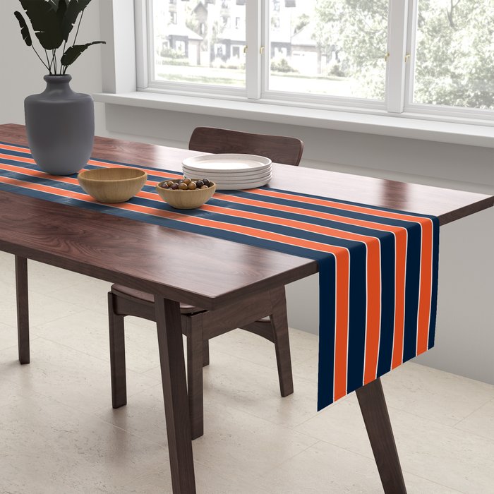 Minimal Indigo Orange Lines Table Runner Gallery Image 2