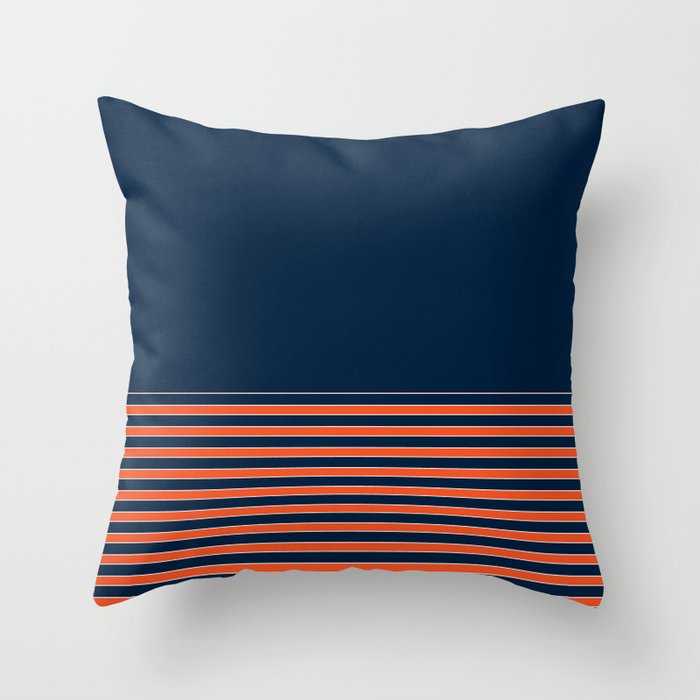 Minimal Indigo Orange Lines Throw Pillow Gallery Image 6