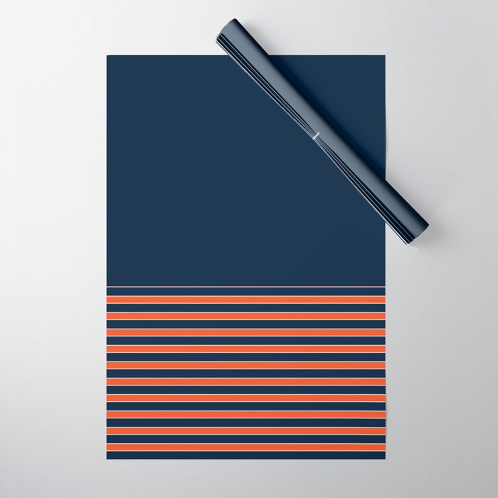 Minimal Indigo Orange Lines Wrapping Paper Gallery Image 1