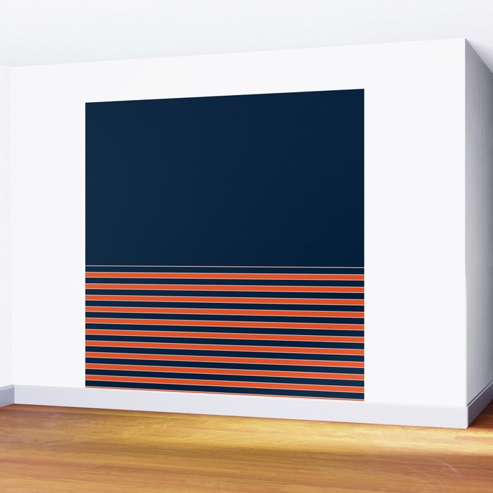 Minimal Indigo Orange Lines Wall Mural Gallery Image 2