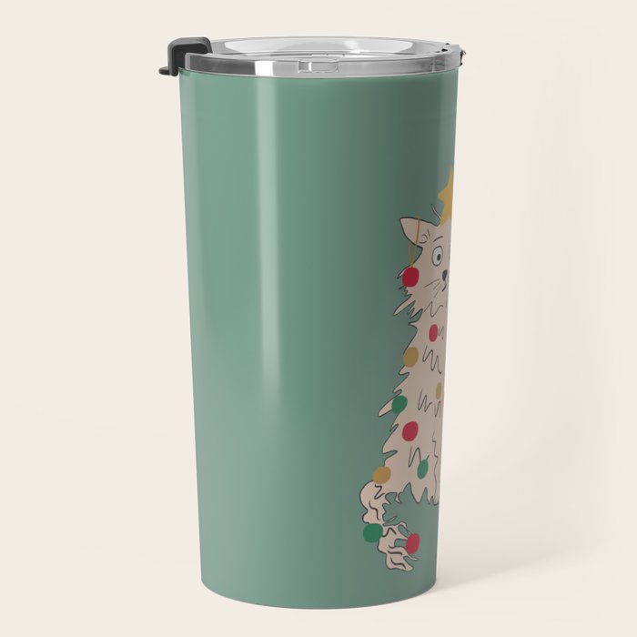 Christmas tree cat drawing Travel Mug Gallery Image 3