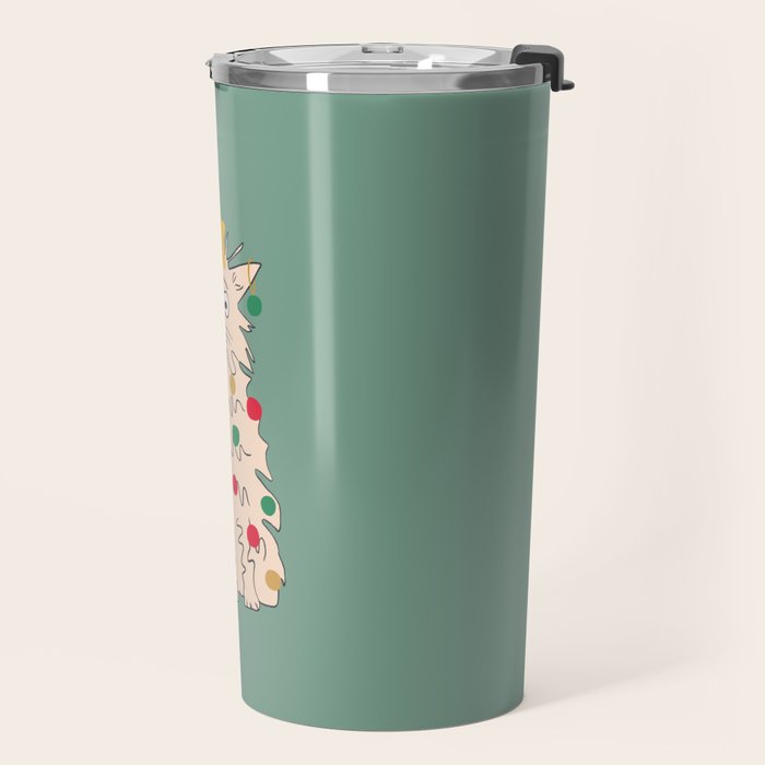 Christmas tree cat drawing Travel Mug Gallery Image 2