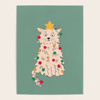 Christmas tree cat drawing Poster Gallery Image 4