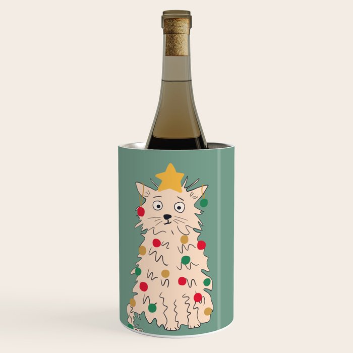 Christmas tree cat drawing Wine Chiller Gallery Image 1