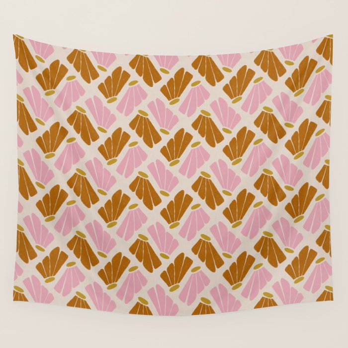 Matisse Inspired Floral Pink Orange Beige  Wall Tapestry Gallery Image 1