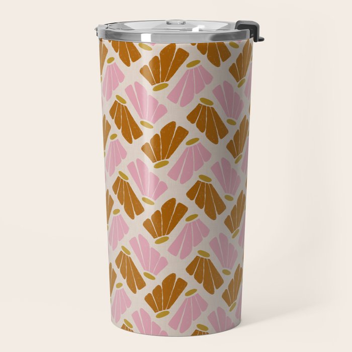 Matisse Inspired Floral Pink Orange Beige  Travel Mug Gallery Image 2
