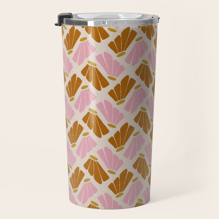 Matisse Inspired Floral Pink Orange Beige  Travel Mug Gallery Image 3