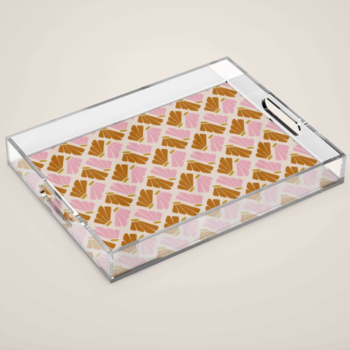 Matisse Inspired Floral Pink Orange Beige  Acrylic Tray Gallery Image 1