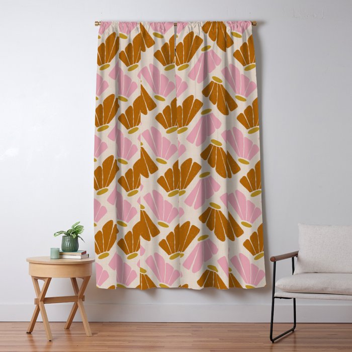 Matisse Inspired Floral Pink Orange Beige  Window Curtain Gallery Image 1