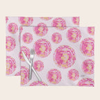 Disco Balls Illustration (Pink/Yellow Palette) Placemat Gallery Image 1