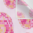 Disco Balls Illustration (Pink/Yellow Palette) Wall Tapestry Gallery Image 3