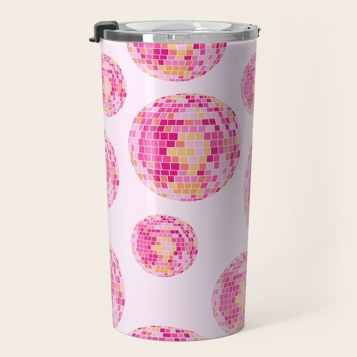 Disco Balls Illustration (Pink/Yellow Palette) Travel Mug Gallery Image 3