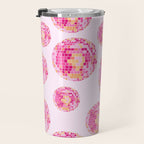 Disco Balls Illustration (Pink/Yellow Palette) Travel Mug Gallery Image 3