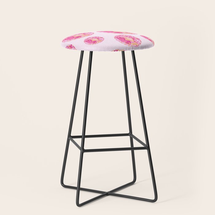 Disco Balls Illustration (Pink/Yellow Palette) Stool Gallery Image 1