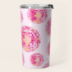 Disco Balls Illustration (Pink/Yellow Palette) Travel Mug Gallery Image 2