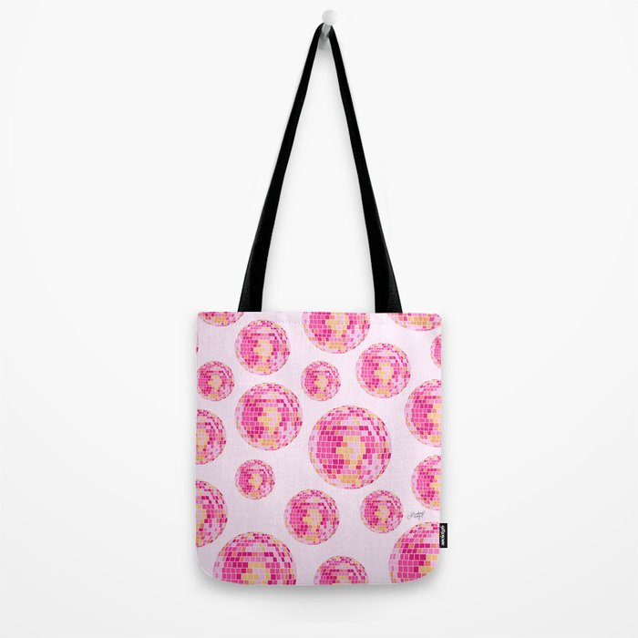 Disco Balls Illustration (Pink/Yellow Palette) Tote Bag Gallery Image 2