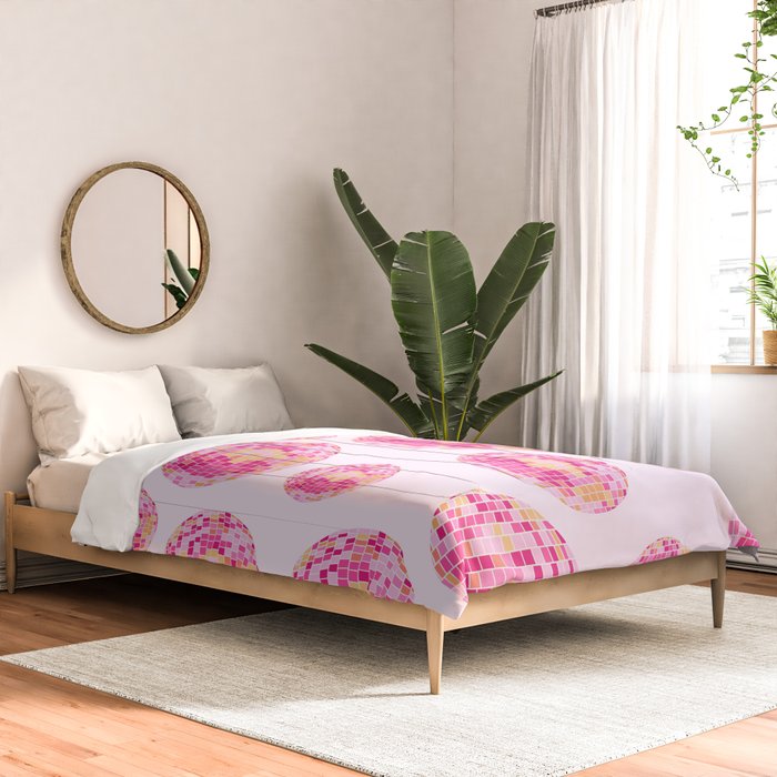 Disco Balls Illustration (Pink/Yellow Palette) Comforter Gallery Image 2