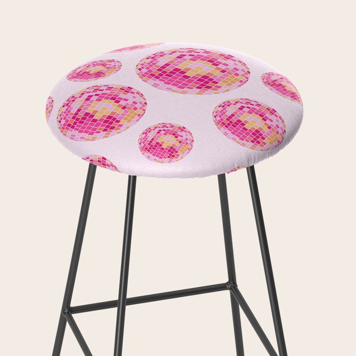 Disco Balls Illustration (Pink/Yellow Palette) Stool Gallery Image 2