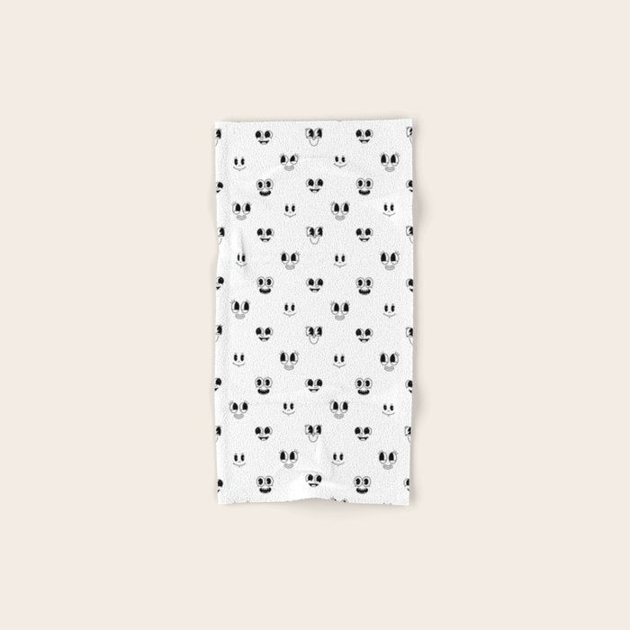 Funny vintage cartoon face doodle pattern Bath Towel Gallery Image 1