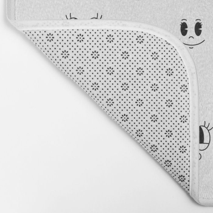 Funny vintage cartoon face doodle pattern Bath Mat Gallery Image 2