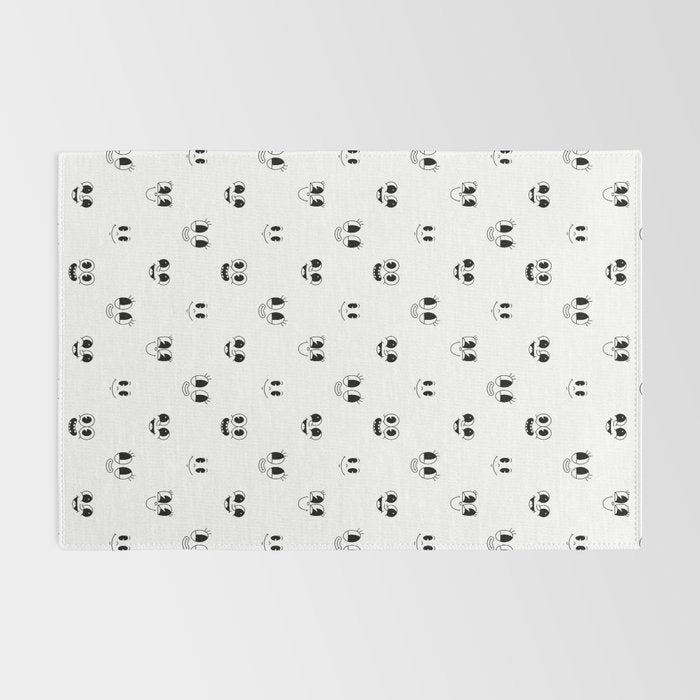 Funny vintage cartoon face doodle pattern Rug Gallery Image 2