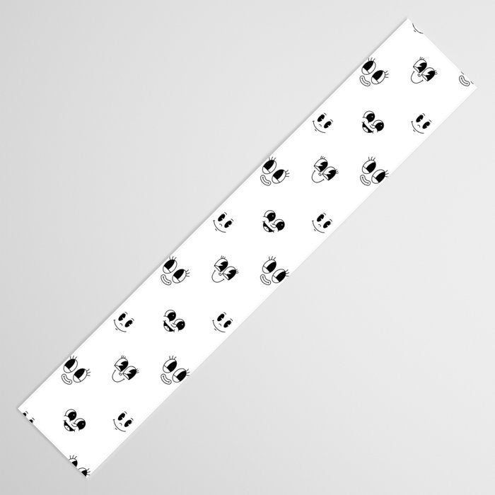 Funny vintage cartoon face doodle pattern Table Runner Gallery Image 3