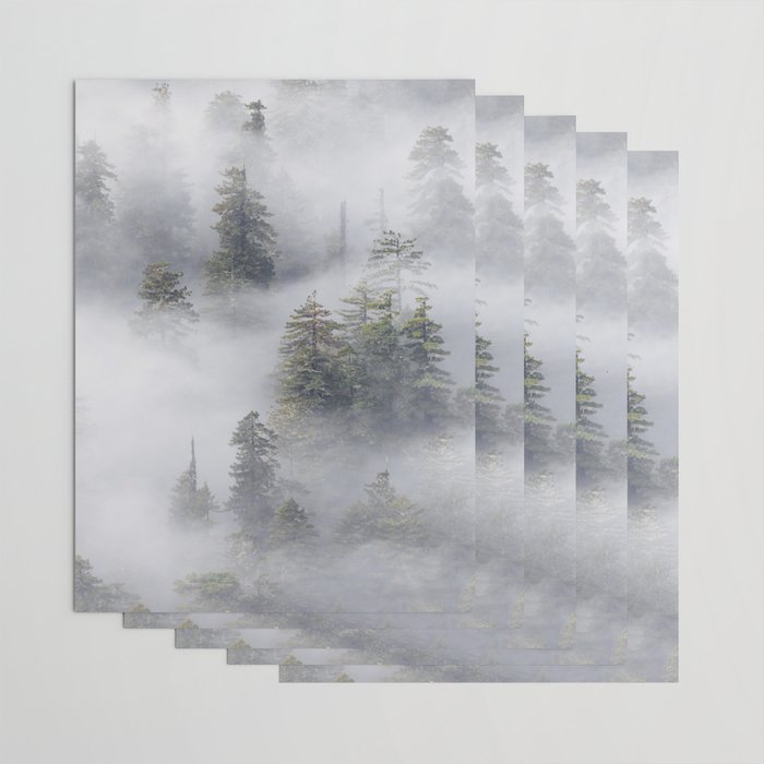 Forest In The Sky - Redwood National Park Foggy Trees Wrapping Paper Gallery Image 3