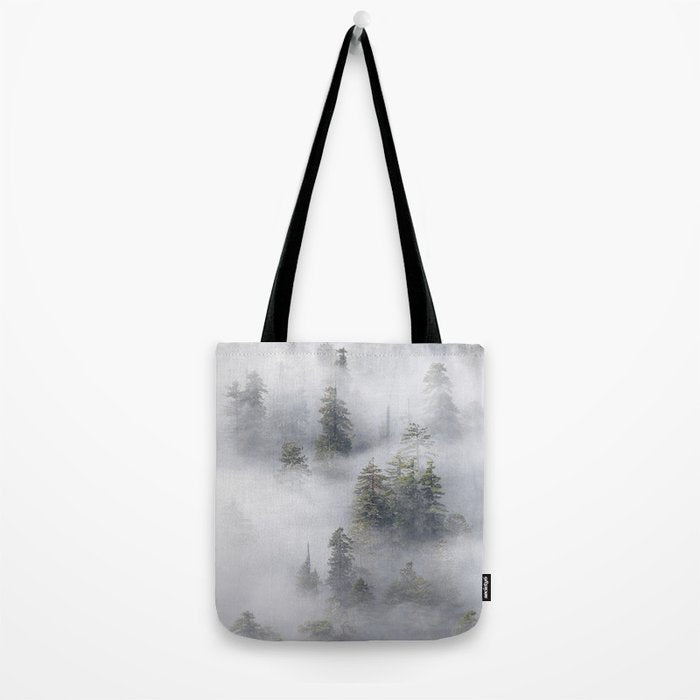 Forest In The Sky - Redwood National Park Foggy Trees Tote Bag Gallery Image 2