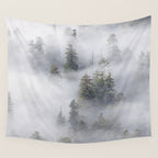 Forest In The Sky - Redwood National Park Foggy Trees Wall Tapestry Gallery Image 4