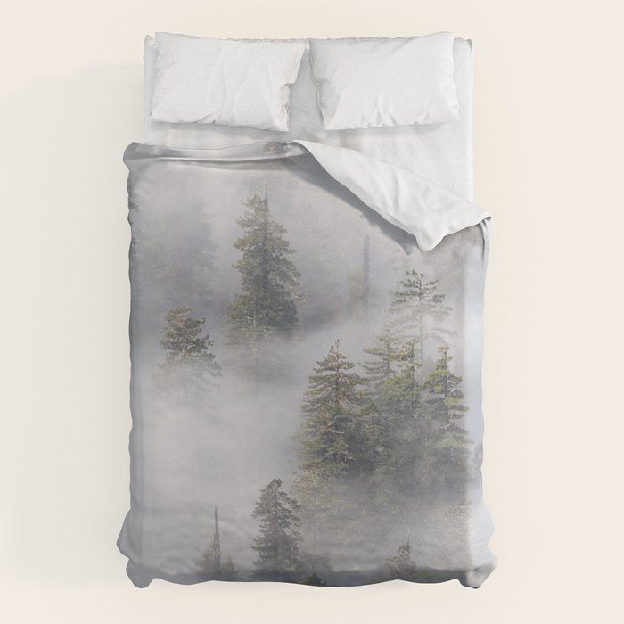 Forest In The Sky - Redwood National Park Foggy Trees Duvet Cover Gallery Image 6