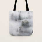 Forest In The Sky - Redwood National Park Foggy Trees Tote Bag Gallery Image 1