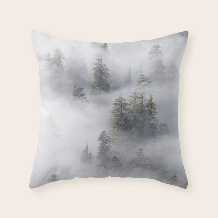 Forest In The Sky - Redwood National Park Foggy Trees Throw Pillow Gallery Image 6
