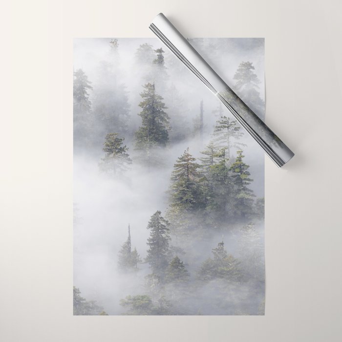 Forest In The Sky - Redwood National Park Foggy Trees Wrapping Paper Gallery Image 1