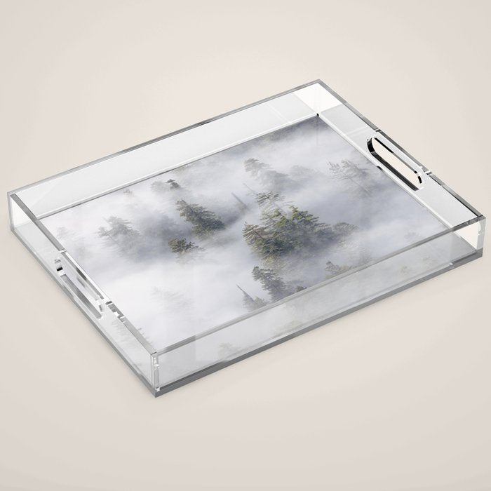 Forest In The Sky - Redwood National Park Foggy Trees Acrylic Tray Gallery Image 1