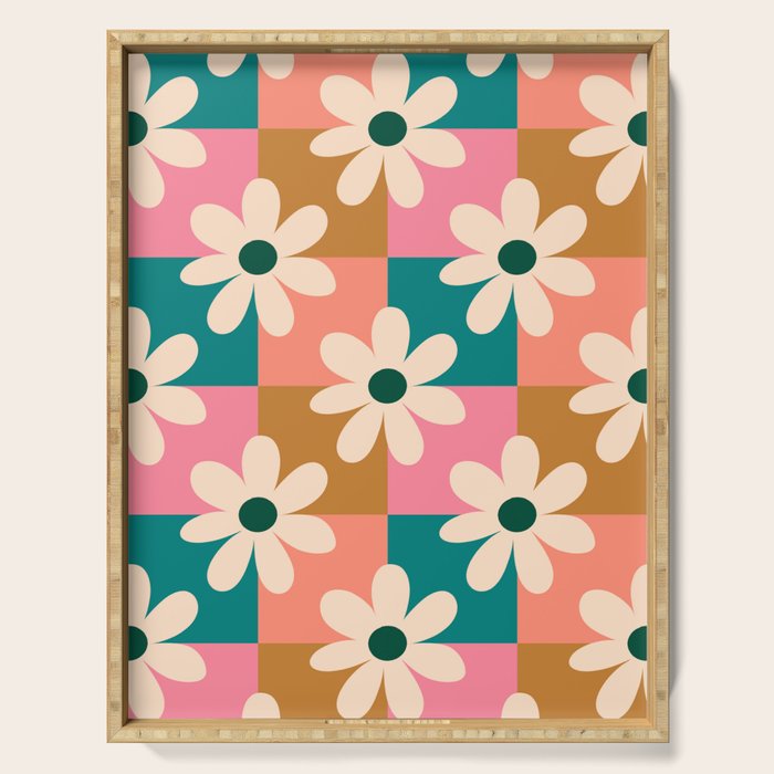 Daisy checkered - colors  Serving Tray Gallery Image 1