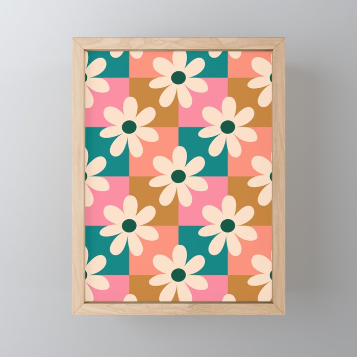 Daisy checkered - colors  Mini Art Print Gallery Image 1