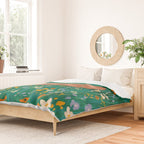 Sleeping Deer in Wildflower Meadow Whimsical Nature Illustration Duvet Cover Gallery Image 2